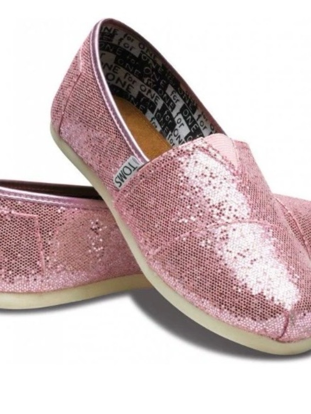 Toms Women’s Pink Glitter Rose, Slip On Flats Shoes,  Sparkly sz 8W $49